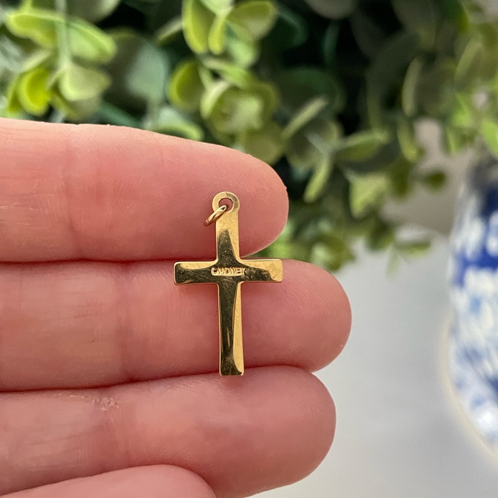 Vintage Monet Gold Toned Petite minimalist Cross Pendant 0.75” - Picture 2 of 4